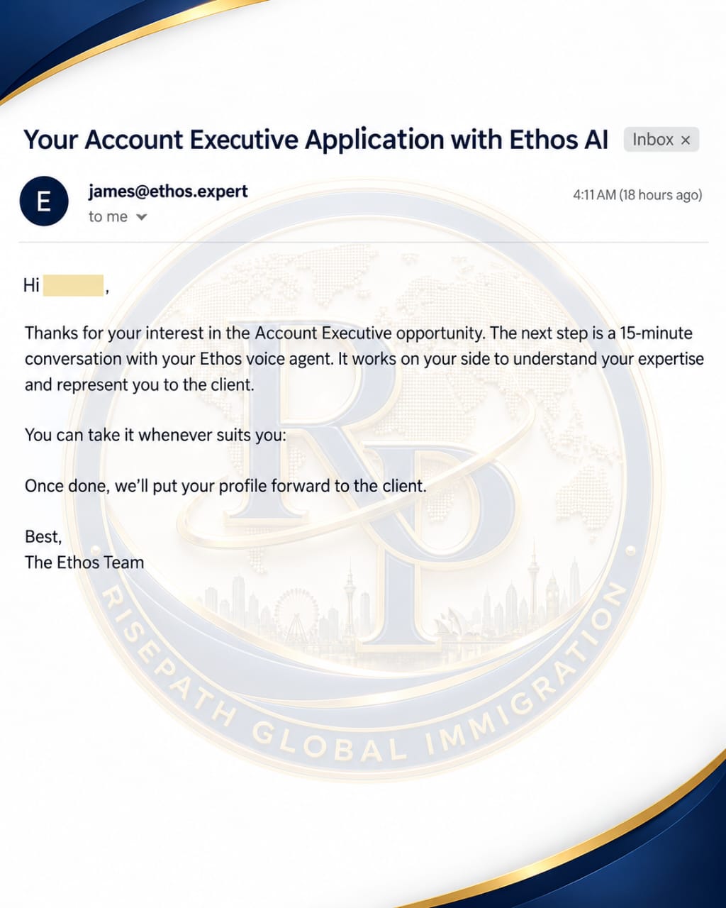 Employer Response: anonymized candidate communication